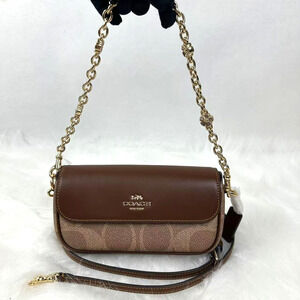 Coach Hailey Flap Bag In Signature Canvas Shoulder Crossbody Chain Strap CBJ14